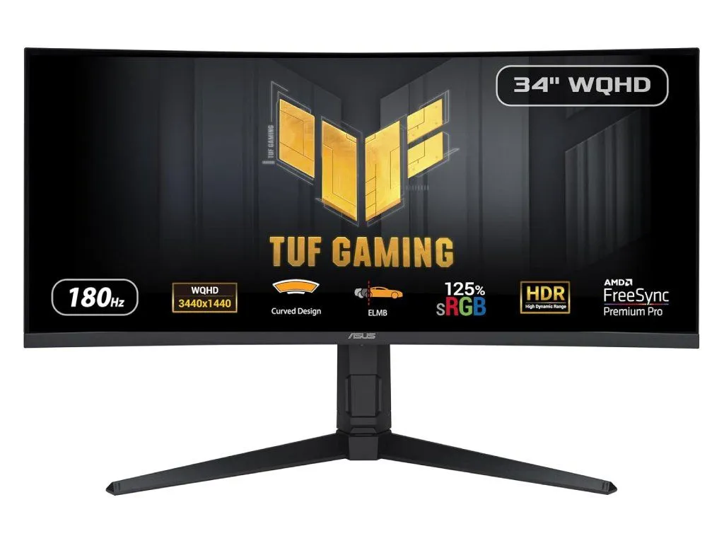 ASUS Monitor TUF VG34VQL3A 34"/VA,zakrivljen,21:9/3440x1440/180Hz/1ms GtG/HDMIx2,DPx2,USB/Gsync/crna