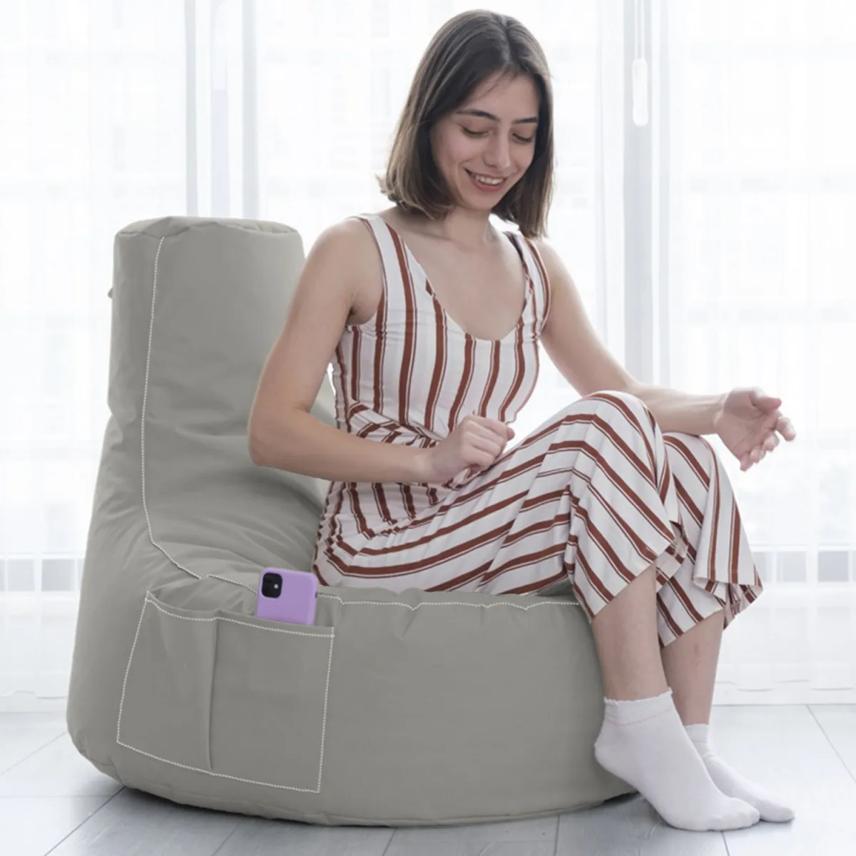 ATELIER DEL SOFA Baštenski lazy bag Eva sport, siva