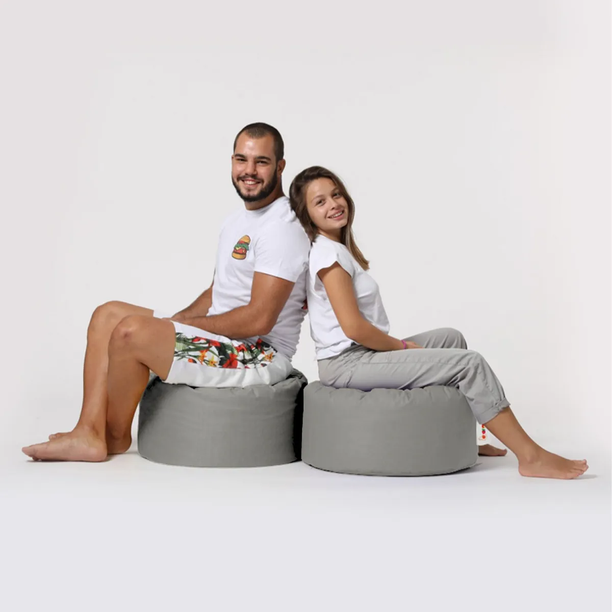 ATELIER DEL SOFA Baštenski lazy bag - tabure Round, siva