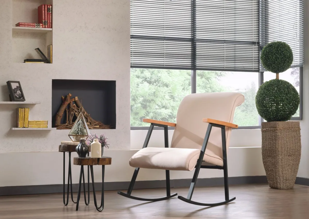ATELIER DEL SOFA Fotelja na ljuljanje Yoka, krem