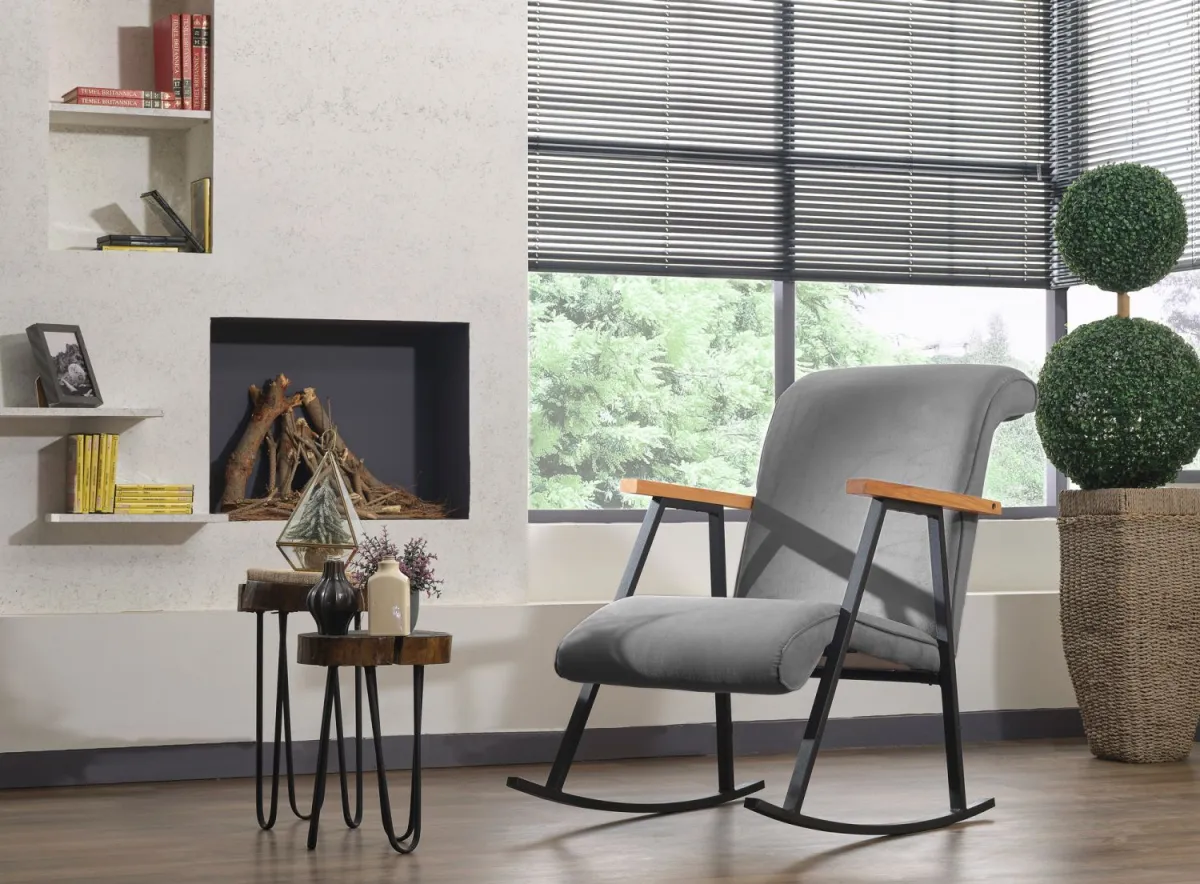 ATELIER DEL SOFA Fotelja na ljuljanje Yoka, siva