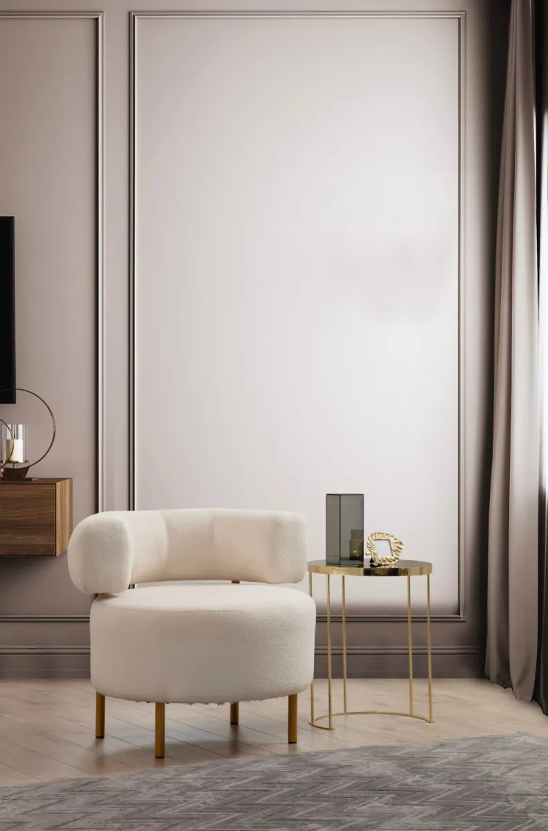 ATELIER DEL SOFA Fotelja River Round, bela