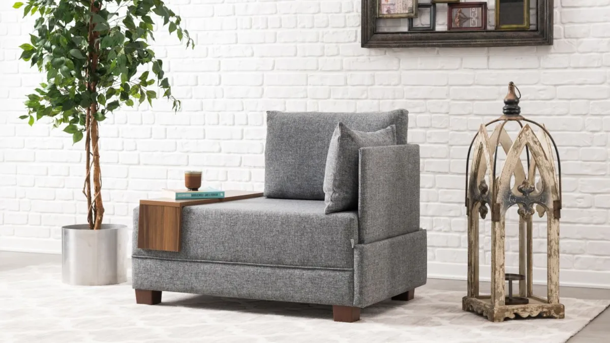 ATELIER DEL SOFA Ugaona sofa Fly Armchair, desna, siva