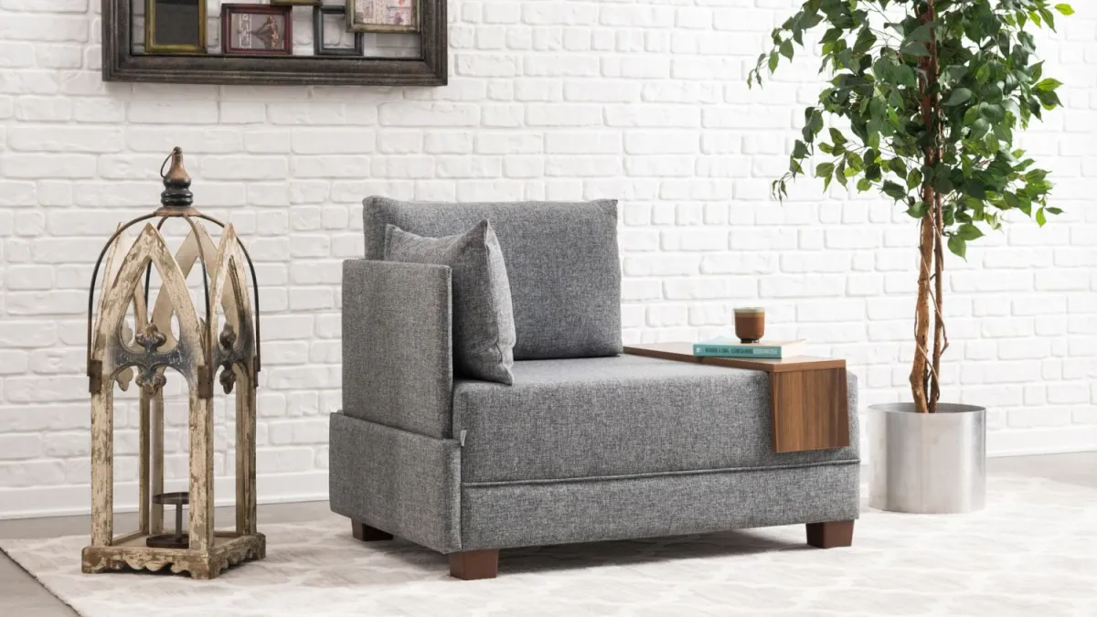 ATELIER DEL SOFA Ugaona sofa Fly Armchair, leva, siva