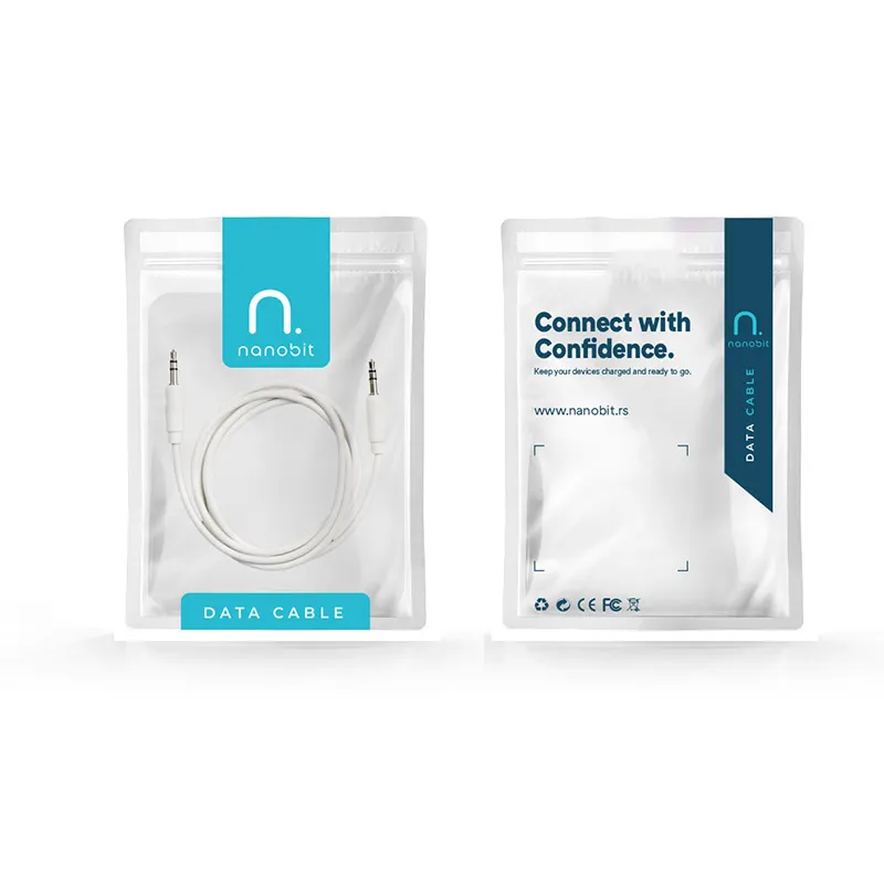 Audio kabel AUX 3/5mm beli 1m