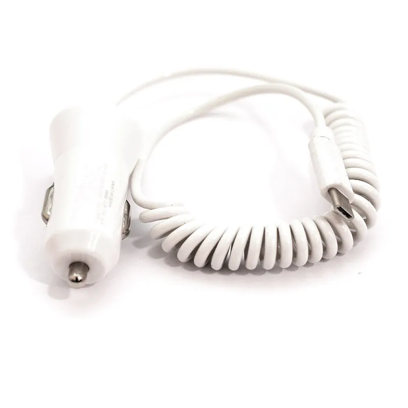 Auto punjač 2u1 (Type-C + USB slot) beli 1A.