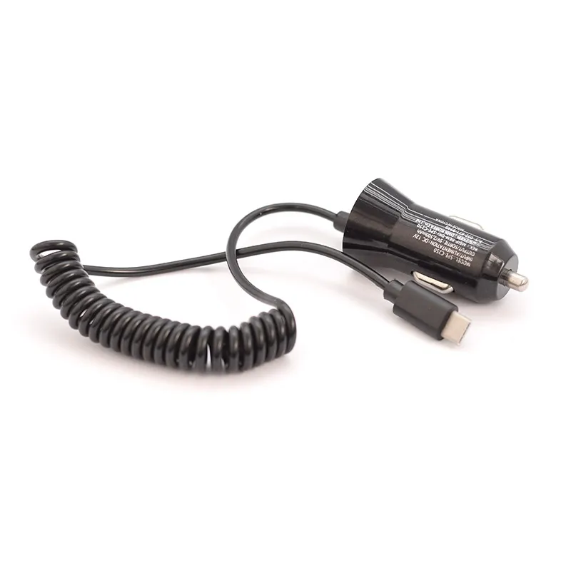 Auto punjač 2u1 (Type-C + USB slot) crni 1A.