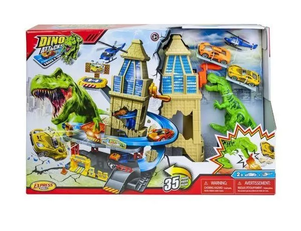 Auto staza sa 2 metalna autića i helikopterom Dino express wheels  33524