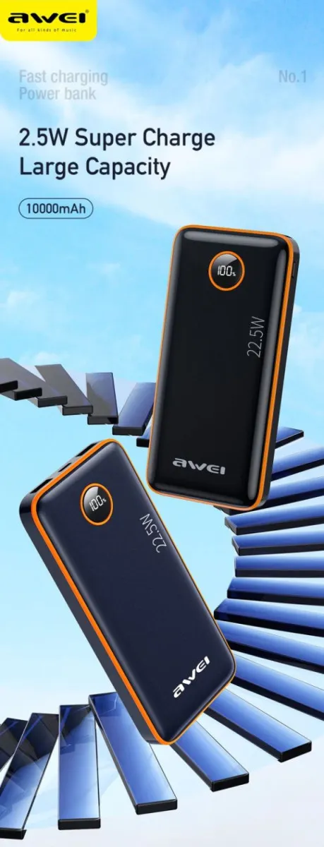 AWEI Powerbank P143K 10.000 mAh Li-Polymer