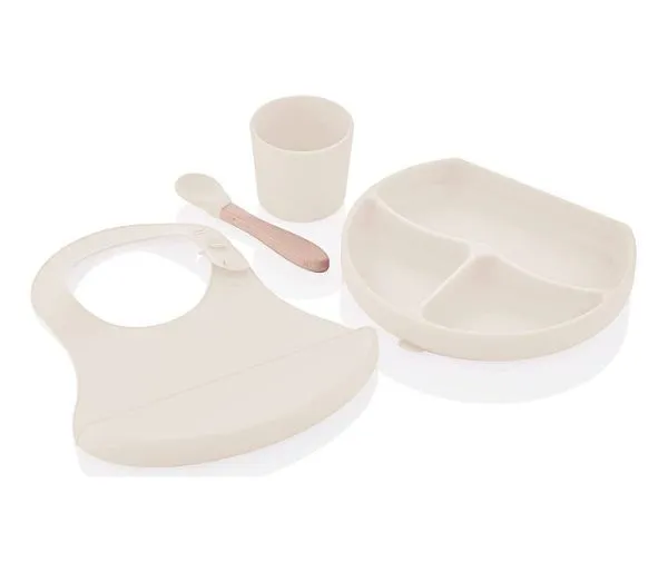 BABYJEM Silikonski set za hranjenje- Ecru