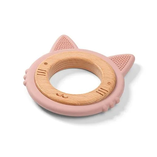 BABYONO Glodalica drveno silikonska - roze