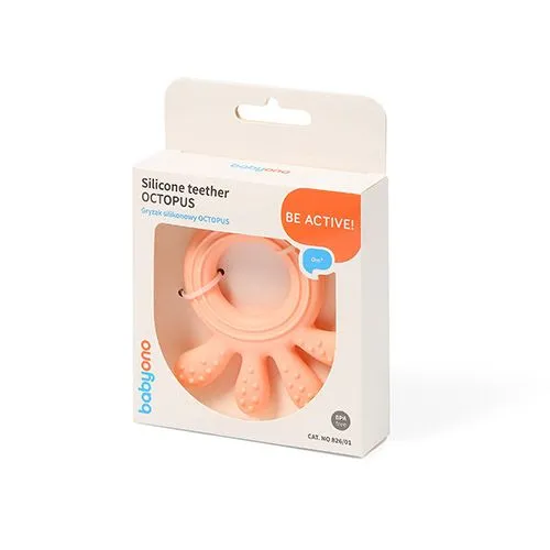 BABYONO Glodalica silikonska - OKTOPUS - roze