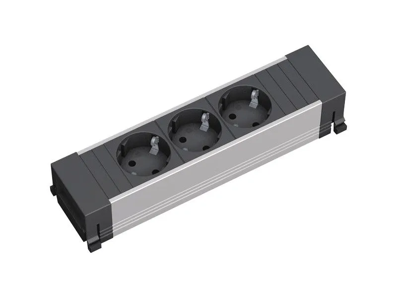 BACHMANN POWER FRAME Napojni modul GST18 3x šuko, kabl 0,2m, crni
