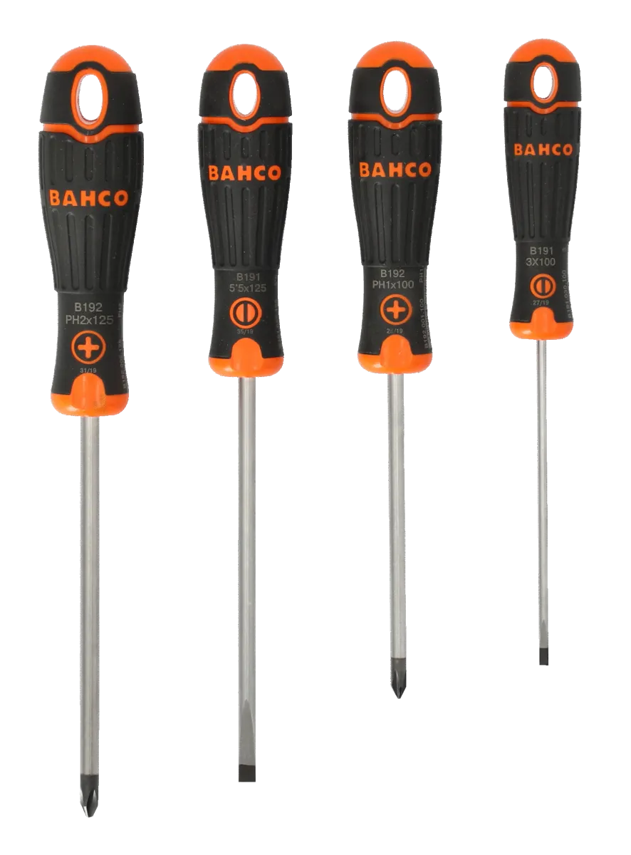 BAHCO Šrafcigeri sa gumenom drškom (ravni/krstasti) - set 4 komada B219.004