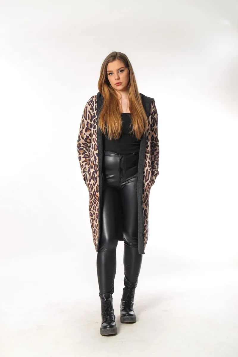 BAIKA Štrikani kaput za žene - Leopard
