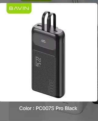 BAVIN Power bank 20000mAh 22.5W, crna