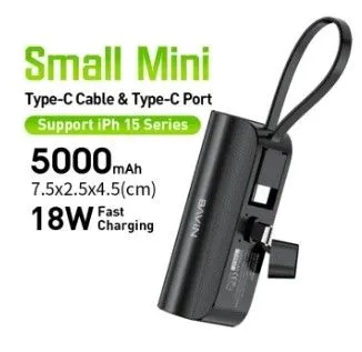 BAVIN Power bank - PC012 PRO/ 5000mAh USB-C port + kabl type-C/ crna
