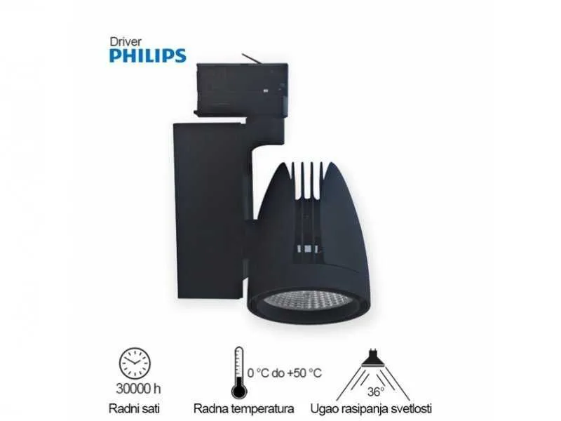 BBLINK LED Reflektor šinski 337201-2 30w 4000k crni trofazni