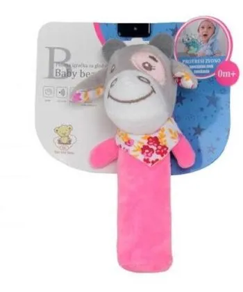 BBO Plišana igračka za bebe Kravica/ roze/siva
