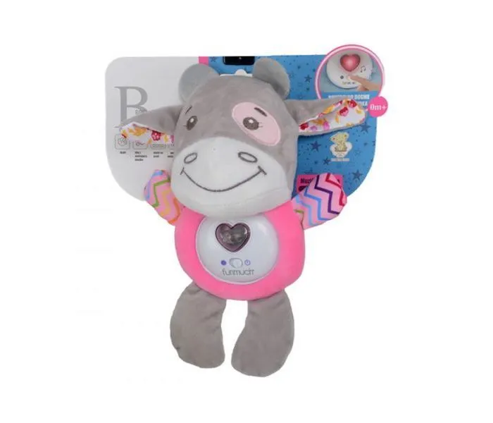 BBO Plišana muzička igračka za bebe Kravica/ siva/roze