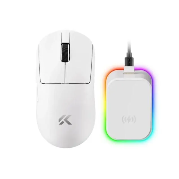 Bežični gaming miš MCHOSE A7 V2 Ultra Plus White  PAW 3950 Omron Mechanical