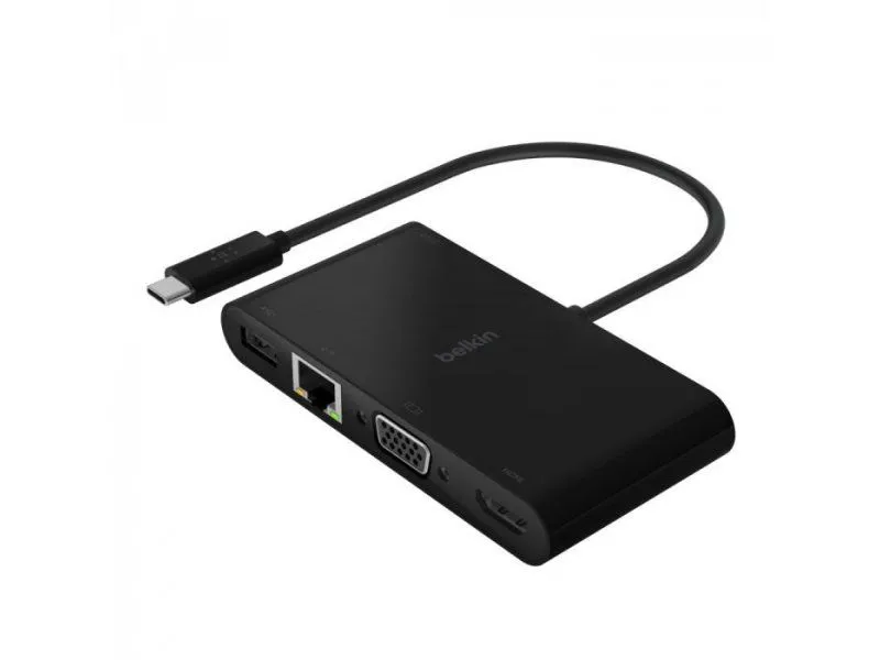 BELKIN Adapter USB-C, GBE - HDMI - VGA - USB-A, crna