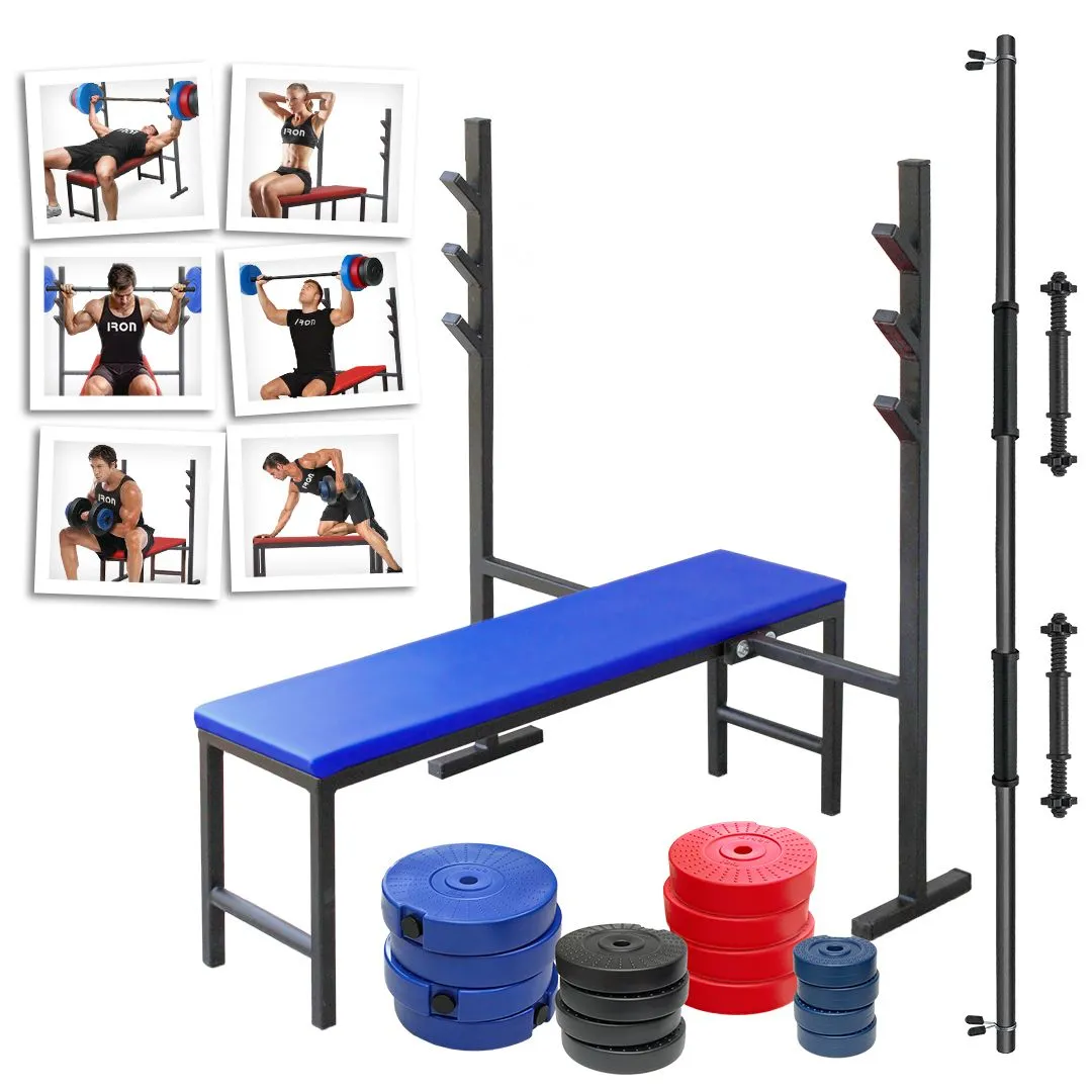 Benc klupa i tegovi - Benc klupa «LEON» tegovi 128kg i 2+1 šipka - proizvodac Iron Sport