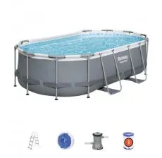 BESTWAY Bazen sa metalnim okvirom, merdevinama i filter pumpom 427x250x100cm Power steel