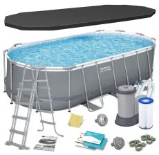 BESTWAY Bazen za metalnim okvirom, merdevinama i filter pumpom 549x274x122cm Pool Power steel