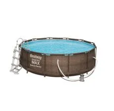 BESTWAY Okrugli bazen sa metalnim okvirom, merdevinama i filter pumpom 366x100cm Steel Pro MAX Ratan