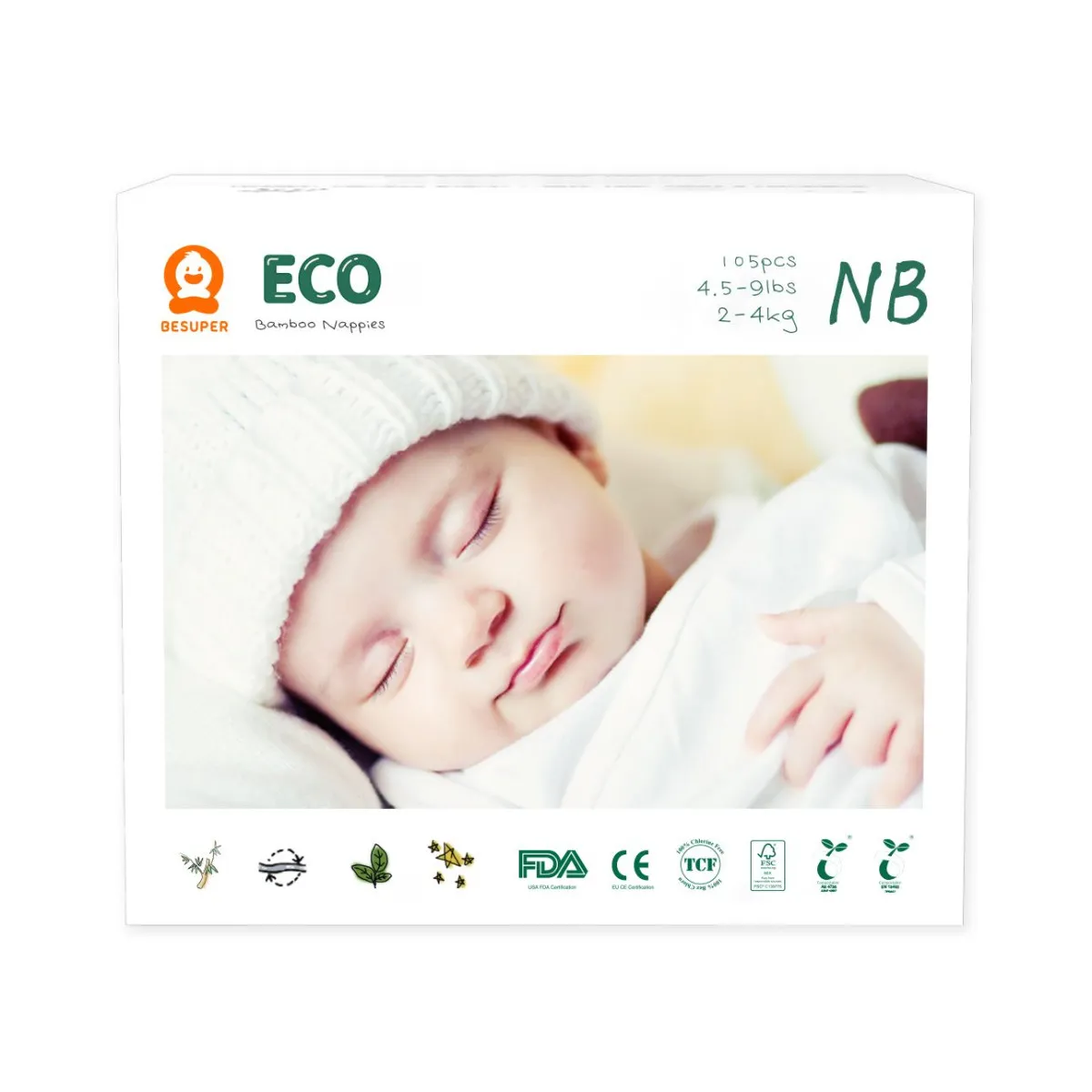 BESUPER ECO Bamboo Pelene NB (2-4 kg) 105 kom