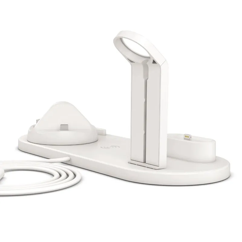 Bezicni punjač 4u1 za Apple Watch/ Airpods i 2x iPhone beli