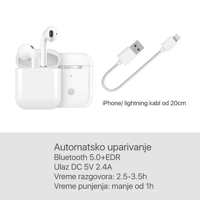 Bluetooth slušalice AirPhones i14 TWS HQ bele