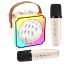 Bluetooth zvučnik P8, Karaoke sa 2 mikrofona, bež