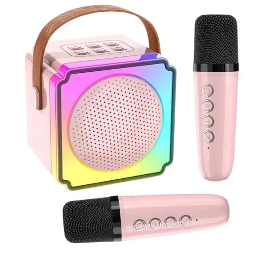 Bluetooth zvučnik P8/ Karaoke sa 2 mikrofona/ roza