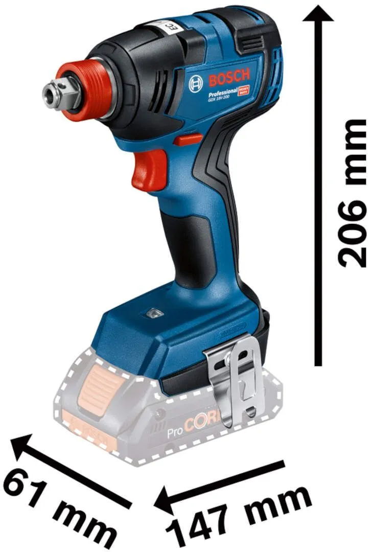 BOSCH Aku rotacioni udarni odvrtač GDX 18V-200/ SOLO u kartonskoj kutiji