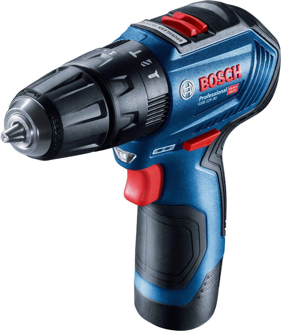 BOSCH Aku vibraciona bušilica-odvrtač GSB 12V-30 u torbi sa 2 x 2/0 Ah Li-ion / brzi punjač