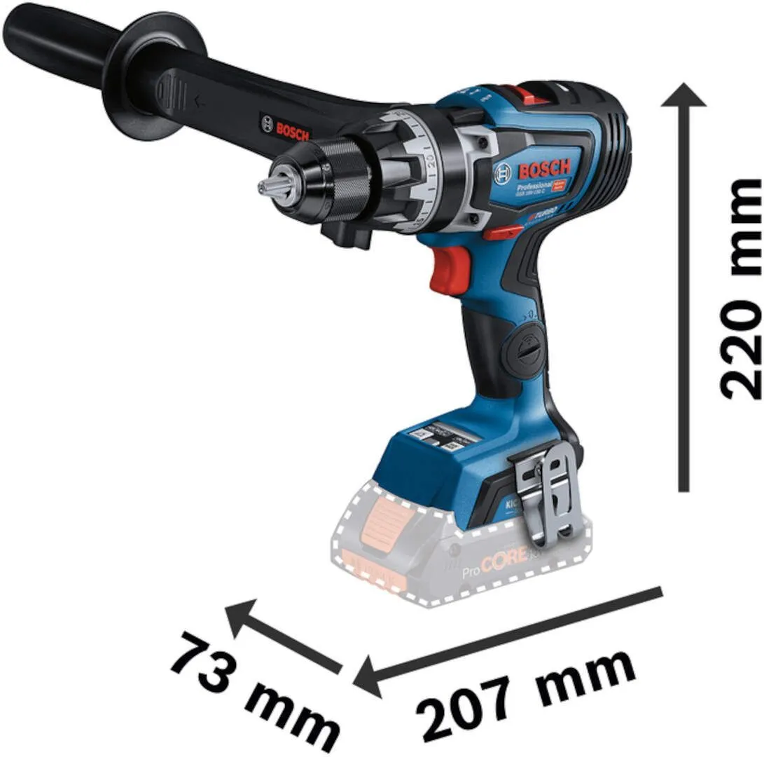 BOSCH Aku vibraciona bušilica-odvrtač GSB 18V-150 C/ SOLO u kartonskoj kutiji sa pomoćnom ručicom