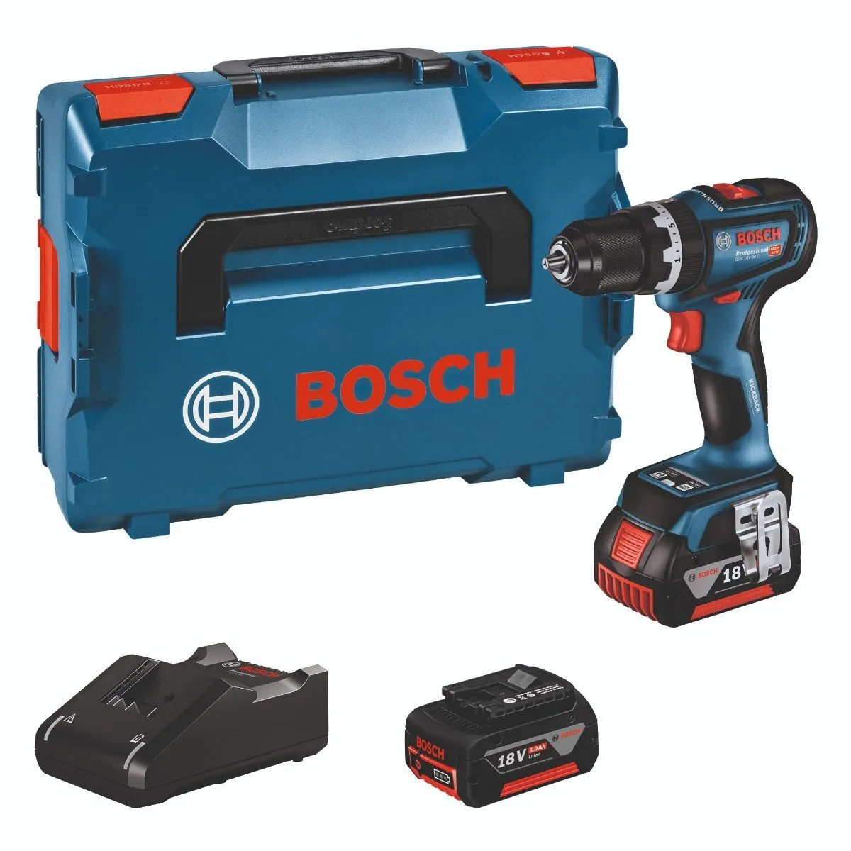 BOSCH Aku vibraciona bušilica-odvrtač GSB 18V-90 C  u L-BOXX 136 sa 2 x 5/0 Ah Li-ion /brzi punjač