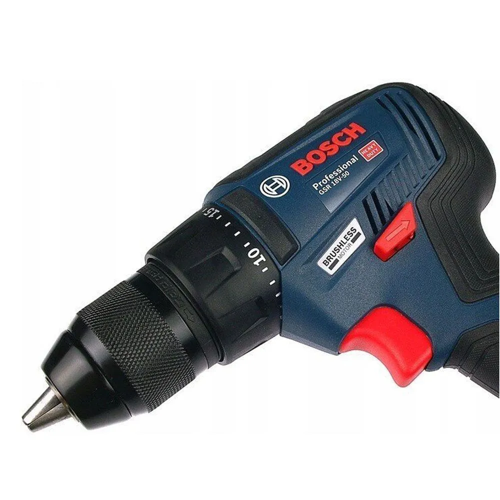 BOSCH Akumulatorska bušilica - odvrtač Bosch GSR 18V-50 + 43-delni set pribora; 18V; 2x2/0Ah