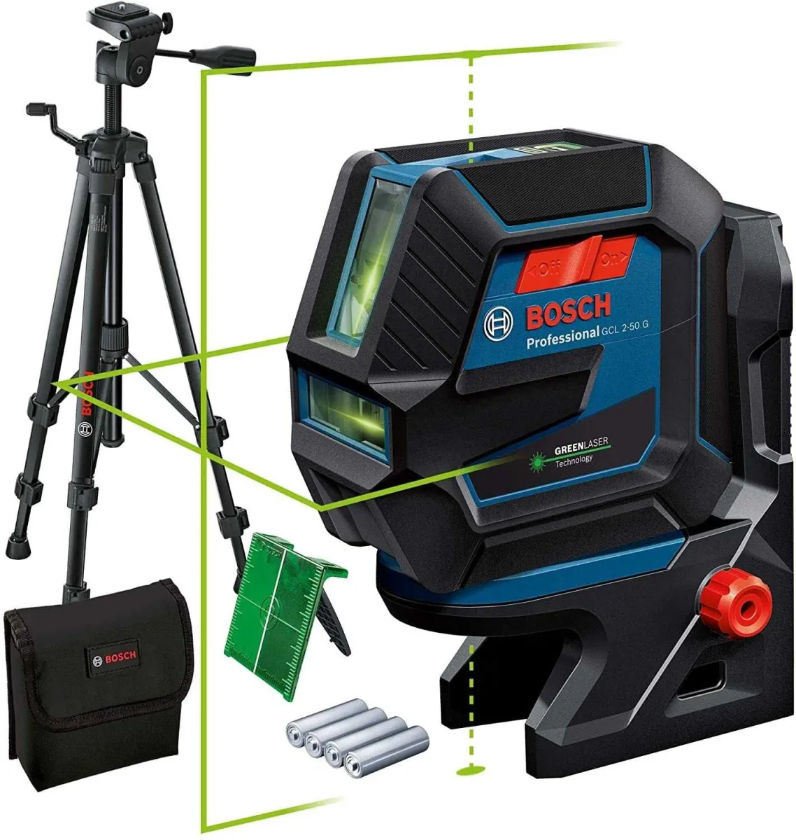 BOSCH Kombinovani linijski laser sa zelenim zrakom GCL 2-50 G sa stativom i magnetnim nosačem 50m