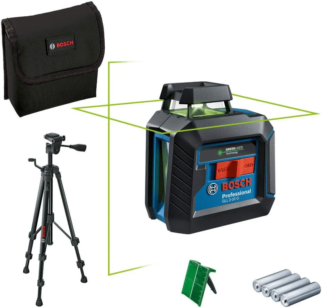 BOSCH Laser za linije GLL 2-20 G  sa 4 x baterije (AA), stativ, tašna