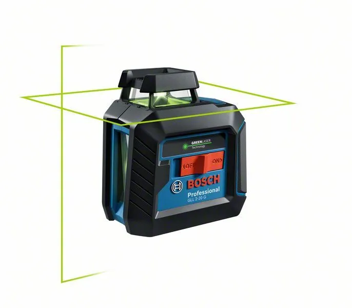 BOSCH Laser za linije GLL 2-20 G  sa 4 x baterije (AA) univerzalnim nosačem LB 10 i kopčom za plafon