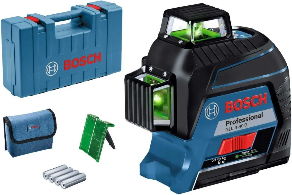 BOSCH Laser za linije GLL 3-80 G u koferu za nošenje sa 4 x baterije (AA) laserska ploča za ciljanje