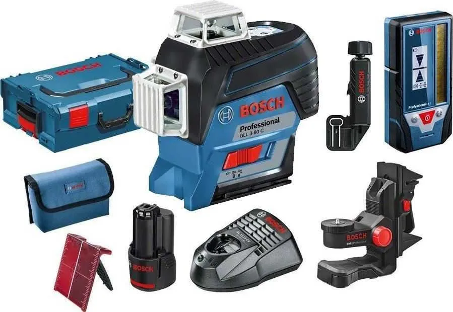 BOSCH Laser za linije GLL 3-80 C u L-BOXX 136 sa 1 x  GBA 12V 2.0Ah, nosačem