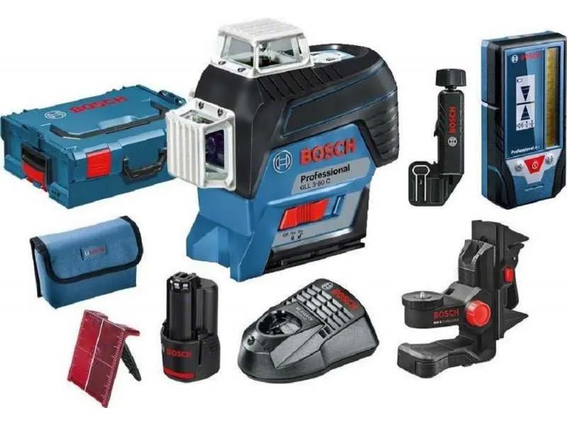 BOSCH Linijski laser+BM 1 nosač sa 1x2.0Ah 12V akumulatorom i punjačem BT 80m GLL 3-80 C+BM 1+LR 7