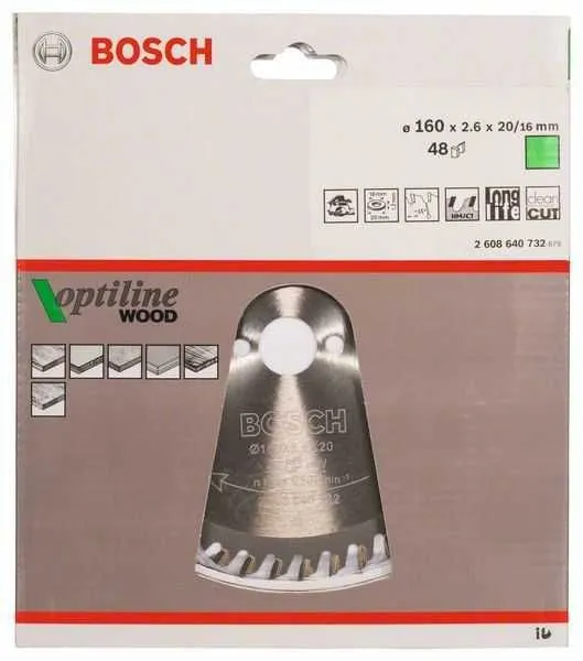 BOSCH List kružne testere Optiline Wood 160x20/16x2.6 mm, 48