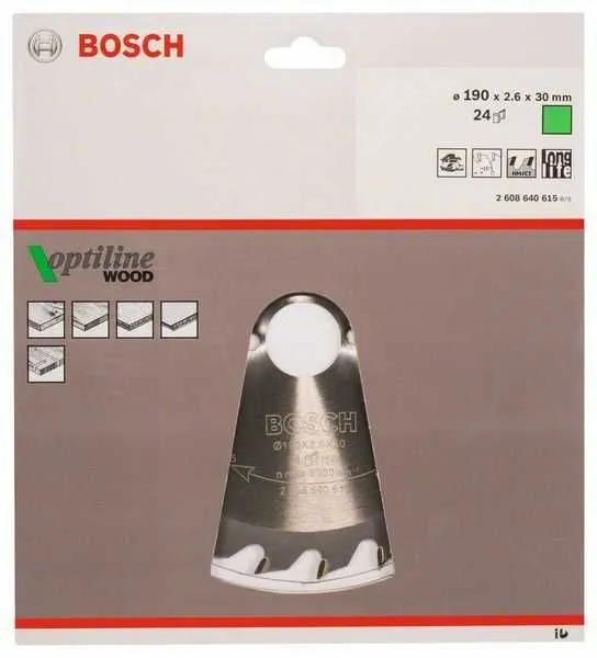 BOSCH List kružne testere Optiline Wood 190x30x2,6 mm, 24