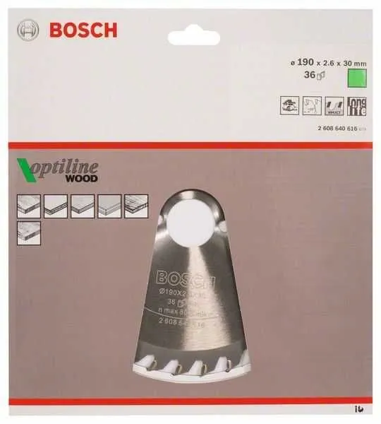 BOSCH List kružne testere Optiline Wood 190x30x2,6 mm, 36