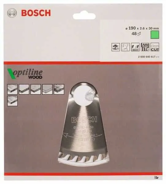 BOSCH List kružne testere Optiline Wood 190x30x2,6 mm, 48